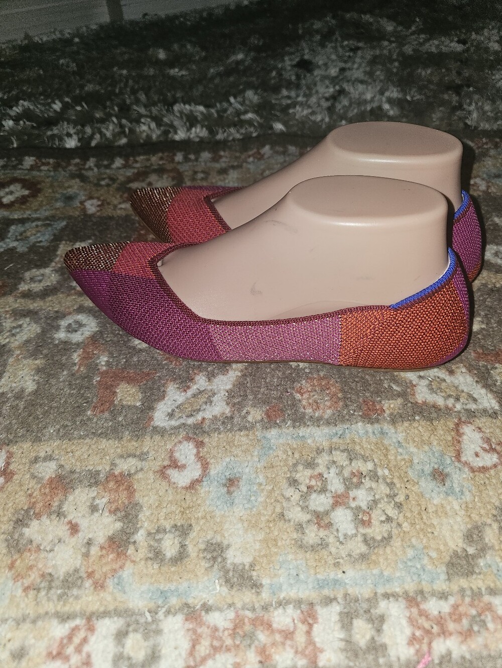 ROTHY'S 'The Point' Gorgeous Pomegranate/Metallic Fuschia Red Tangerine Size 8 - Picture 2 of 5